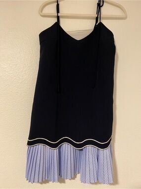 Indie Dress with Striped Pleated Hem